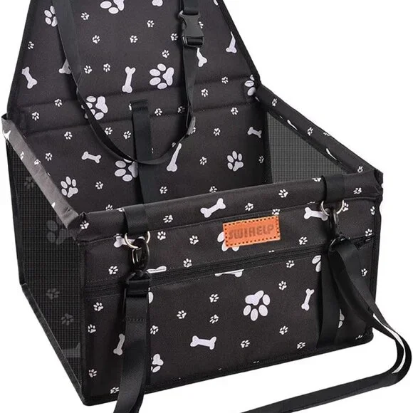 Black Portable Small Pet Booster Car Seat with Clip-On Safety Leash - Picture 3 of 5